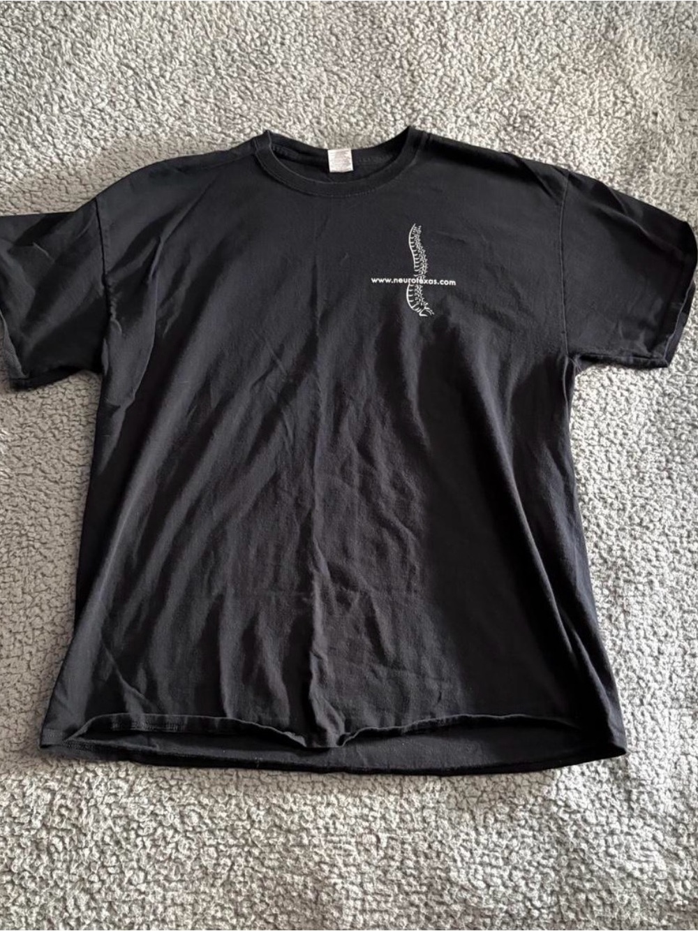 Gildan Black Men’s T-Shirt with White Spine Logo